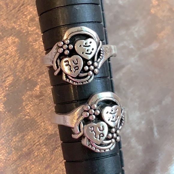 Vintage Matching Rings couples BFFs silver plated - Picture 10 of 14